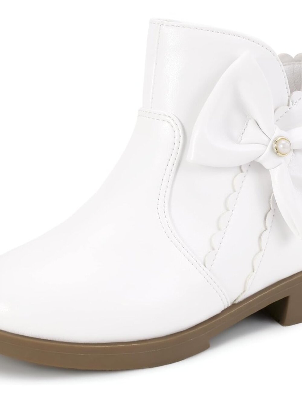 Toddler Girls Ankle Boots Pearls Bow Low Heel Dress Booties